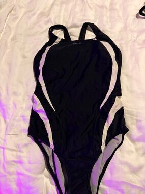 Speedo Black One-Piece Swimsuit with White Panels